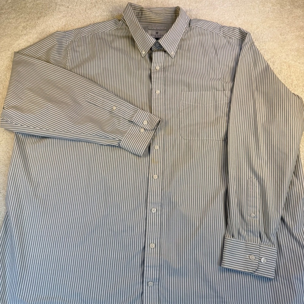 Oak Hill 3XLT Striped Dress Shirt Button Up Wrinkle Free Cool &‎ Dry Long Sleeve